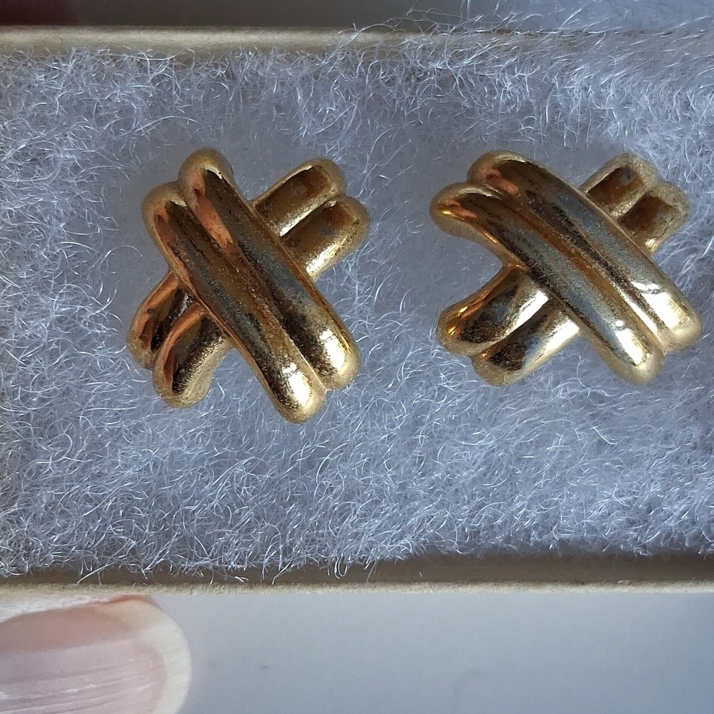 Monet Gold Tone Criss Cross Post Earrings